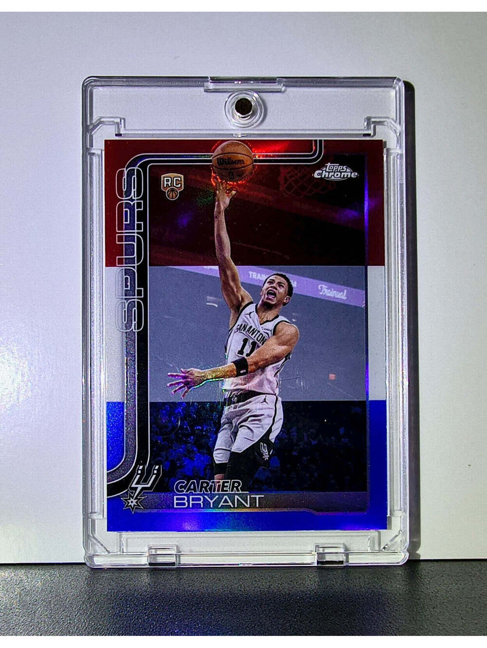 Carter Bryant Rookie 2025-26 NBA Topps Chrome Update #164 Red White Blue Refract